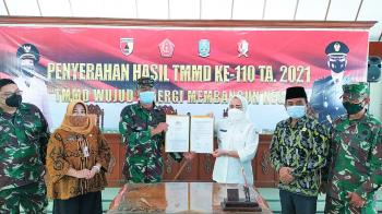Naskah Serah Terima Hasil Program, TMMD 110 Tahun 2021 Ditanda Tangani